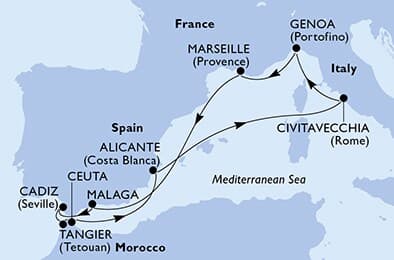 10 nights Mediterranean cruise on MSC Sinfonia
from ๐ซ๐ท Marseille
