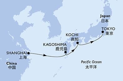 6 nights Asian cruise on MSC Bellissima
from 🇨🇳 Shanghai to 🇯🇵 Tokyo