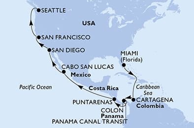 18 nights Transatlantic cruise on MSC Poesia
from 🇺🇸 Miami to 🇺🇸 Seattle