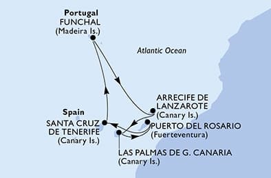 7 nights Mediterranean cruise on MSC Fantasia
from 🇪🇸 Santa Cruz de Tenerife