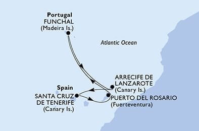 5 nights Mediterranean cruise on MSC Fantasia
from 🇪🇸 Lanzarote