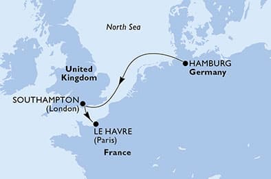 3 nights North European cruise on MSC Preziosa
from 🇩🇪 Hamburg to 🇫🇷 Le Havre