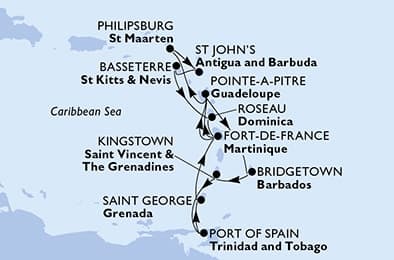 14 nights Caribbean cruise on MSC Meraviglia
from 🇲🇶 Fort-de-France