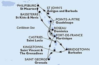 14 nights Caribbean cruise on MSC Meraviglia
from ๐ฒ๐ถ Fort-de-France