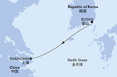 2 nights cruise on MSC Bellissima
from 🇰🇷 Busan to 🇨🇳 Shanghai