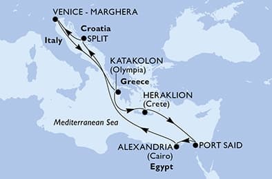 10 nights Mediterranean cruise on MSC Lirica
from 🇭🇷 Split