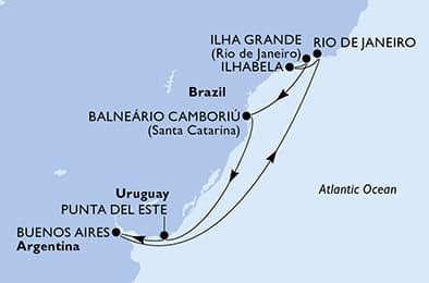 9 nights South American cruise on MSC Splendida
from 🇧🇷 Rio de Janeiro