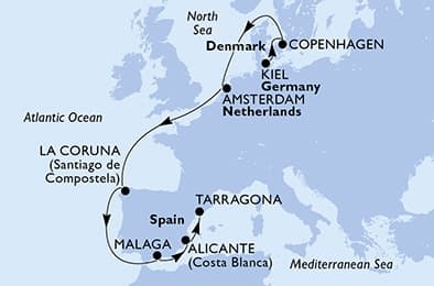 10 nights North European cruise on MSC Euribia
from 🇩🇪 Kiel to 🇪🇸 Tarragona