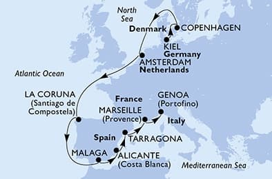 12 nights North European cruise on MSC Euribia
from 🇩🇪 Kiel to 🇮🇹 Genova