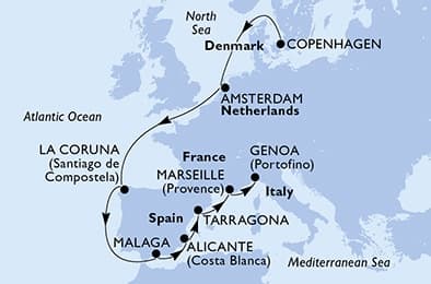 11 nights North European cruise on MSC Euribia
from 🇩🇰 Copenhagen to 🇮🇹 Genova