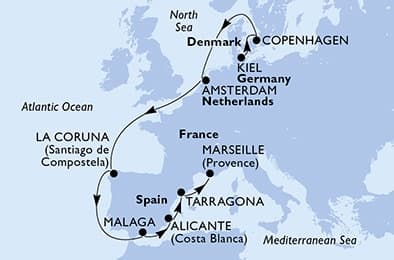 11 nights North European cruise on MSC Euribia
from 🇩🇪 Kiel to 🇫🇷 Marseille