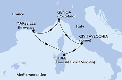 4 nights Mediterranean cruise on MSC Sinfonia
from 🇮🇹 Civitavecchia