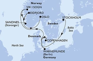 8 nights North European cruise on MSC Magnifica
from 🇸🇪 Stockholm to 🇳🇴 Oslo