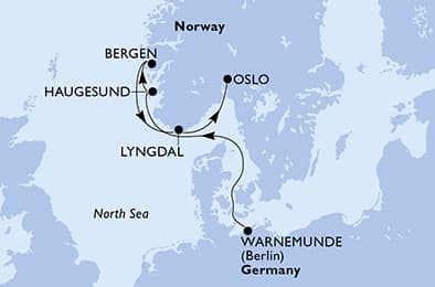 5 nights North European cruise on MSC Magnifica
from 🇩🇪 Rostock (Berlin) to 🇳🇴 Oslo