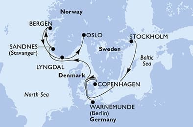 8 nights North European cruise on MSC Magnifica
from 🇸🇪 Stockholm to 🇳🇴 Oslo
