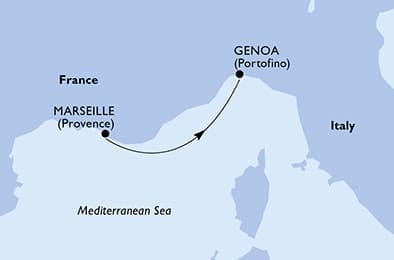 1 night North European cruise on MSC Magnifica
from 🇫🇷 Marseille to 🇮🇹 Genova