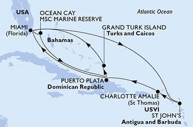 14 nights Caribbean cruise on MSC Seashore
from 🇺🇸 Miami