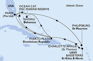 14 nights Caribbean cruise on MSC Seashore
from 🇺🇸 Miami