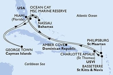 14 nights Caribbean cruise on MSC Seashore
from 🇺🇸 Miami