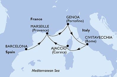 5 nights Mediterranean cruise on MSC Seaview
from ๐ช๐ธ Barcelona to ๐ซ๐ท Marseille