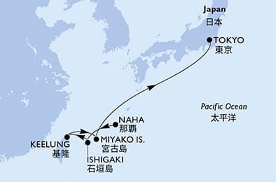 6 nights Asian cruise on MSC Bellissima
from 🇯🇵 Naha, Okinawa to 🇯🇵 Tokyo