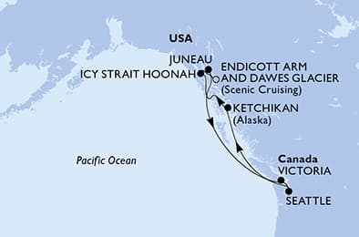 7 nights Alaskan cruise on MSC Poesia
from 🇺🇸 Seattle