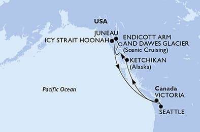 7 nights Alaskan cruise on MSC Poesia
from 🇺🇸 Seattle