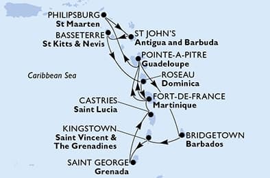 14 nights Caribbean cruise on MSC World Europa
from ๐ฒ๐ถ Fort-de-France