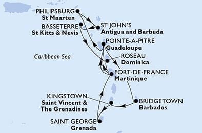 14 nights Caribbean cruise on MSC World Europa
from 🇧🇧 Bridgetown