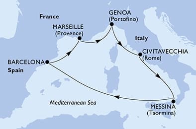 6 nights Mediterranean cruise on MSC World Europa
from 🇮🇹 Civitavecchia