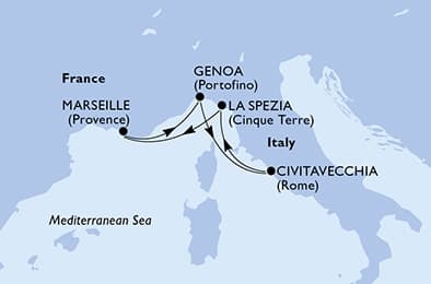 4 nights Mediterranean cruise on MSC World Europa
from 🇫🇷 Marseille