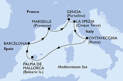 7 nights Mediterranean cruise on MSC Grandiosa
from 🇮🇹 Genova