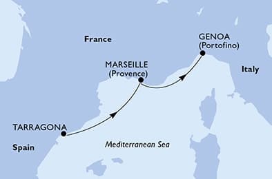 2 nights Mediterranean cruise on MSC Seaview
from 🇪🇸 Tarragona to 🇮🇹 Genova