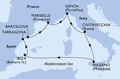 7 nights Mediterranean cruise on MSC Seaview
from 🇪🇸 Barcelona to 🇪🇸 Tarragona