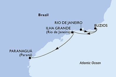 4 nights South American cruise on MSC Musica
from 🇧🇷 Rio de Janeiro to 🇧🇷 Paranagua