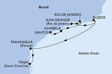 7 nights South American cruise on MSC Musica
from 🇧🇷 Santos (São Paulo) to 🇧🇷 Itajaí