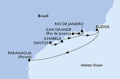 6 nights South American cruise on MSC Musica
from 🇧🇷 Santos (Sao Paulo) to 🇧🇷 Paranagua