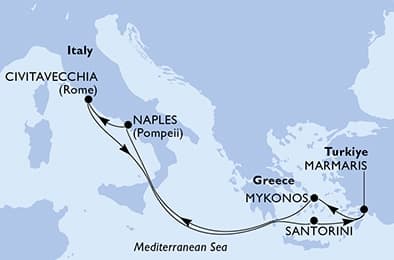 7 nights Mediterranean cruise on MSC Divina
from 🇮🇹 Naples