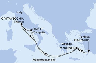 7 nights Mediterranean cruise on MSC Divina
from 🇹🇷 Marmaris