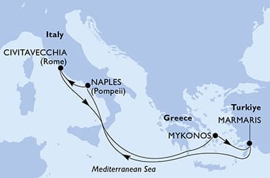 6 nights Mediterranean cruise on MSC Divina
from 🇹🇷 Marmaris