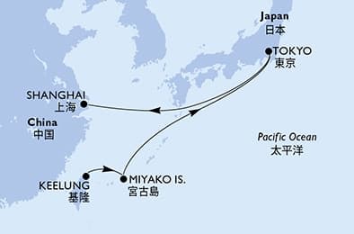 7 nights Asian cruise on MSC Bellissima
from 🇹🇼 Keelung (Chilung) to 🇨🇳 Shanghai