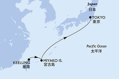 4 nights Asian cruise on MSC Bellissima
from 🇹🇼 Keelung (Chilung) to 🇯🇵 Tokyo