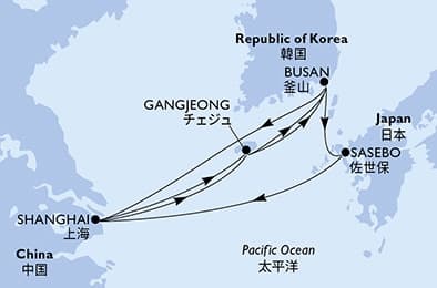 9 nights Asian cruise on MSC Bellissima
from 🇨🇳 Shanghai