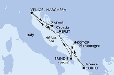 7 nights Mediterranean cruise on MSC Armonia
from 🇮🇹 Brindisi