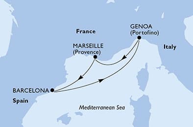 4 nights Mediterranean cruise on MSC Magnifica
from 🇫🇷 Marseille