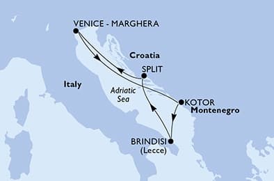 5 nights Mediterranean cruise on MSC Armonia
from 🇮🇹 Venice