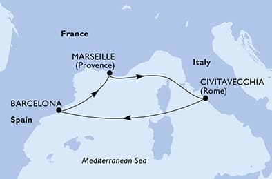 4 nights Mediterranean cruise on MSC Divina
from 🇮🇹 Civitavecchia