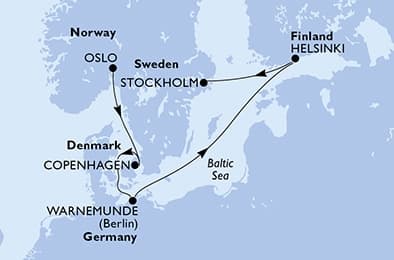 5 nights North European cruise on MSC Splendida
from 🇳🇴 Oslo to 🇸🇪 Stockholm