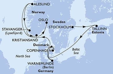 9 nights North European cruise on MSC Splendida
from 🇸🇪 Stockholm to 🇳🇴 Oslo