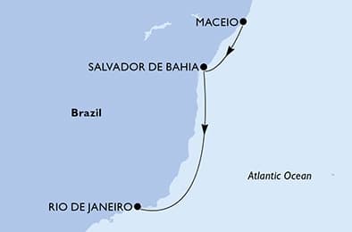 3 nights cruise on MSC Splendida
from 🇧🇷 Maceio to 🇧🇷 Rio de Janeiro